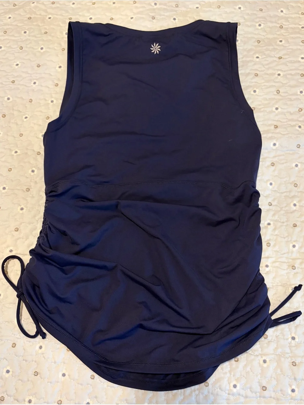 Athleta Side Scrunch Sleeveless Rachguard Half Zip Navy Blue Tank Top - Picture 4 of 5